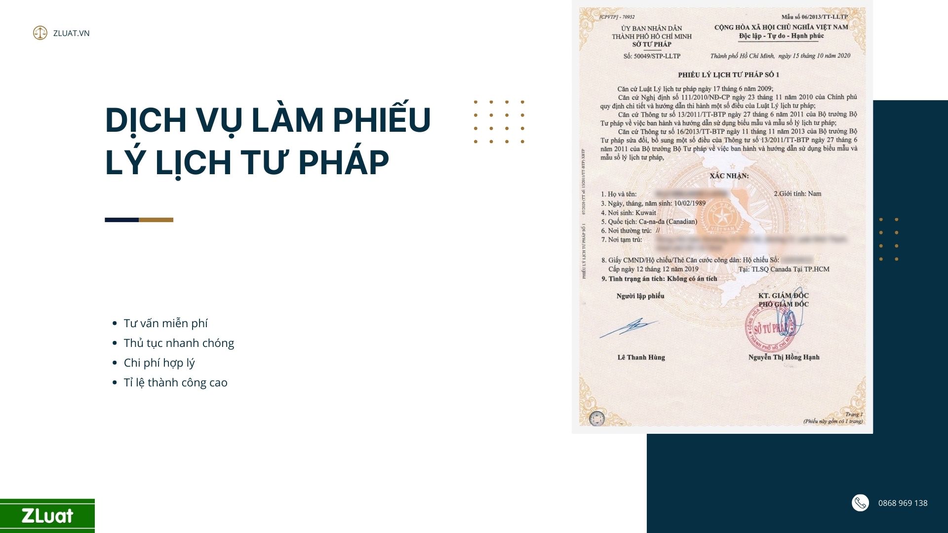 <b>Hỗ trợ làm lý lịch tư pháp (số 1, số 2) nhanh gon – chuẩn pháp lý  / trực tuyến / trả kết quả tận nhà ở địa điểm xã Bà Điểm, Thành phố Hồ Chí Minh - Ảnh 1
